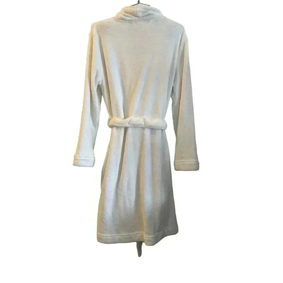CALVIN KLEIN Plush Bridal White Bathrobe Lounge Pockets Sash/Belt Womens Sz XS/S - Picture 2 of 16